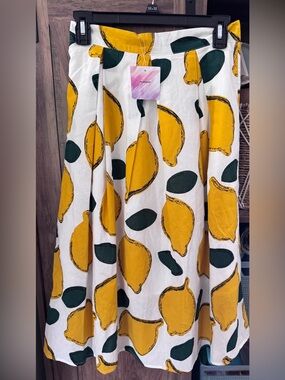 Chicwish Women's Lemon-Print Midi Skirt - Yellow/Green